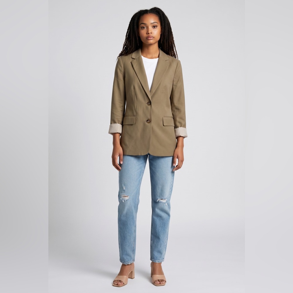H&M Khaki Single-Breasted Blazer size 3XS